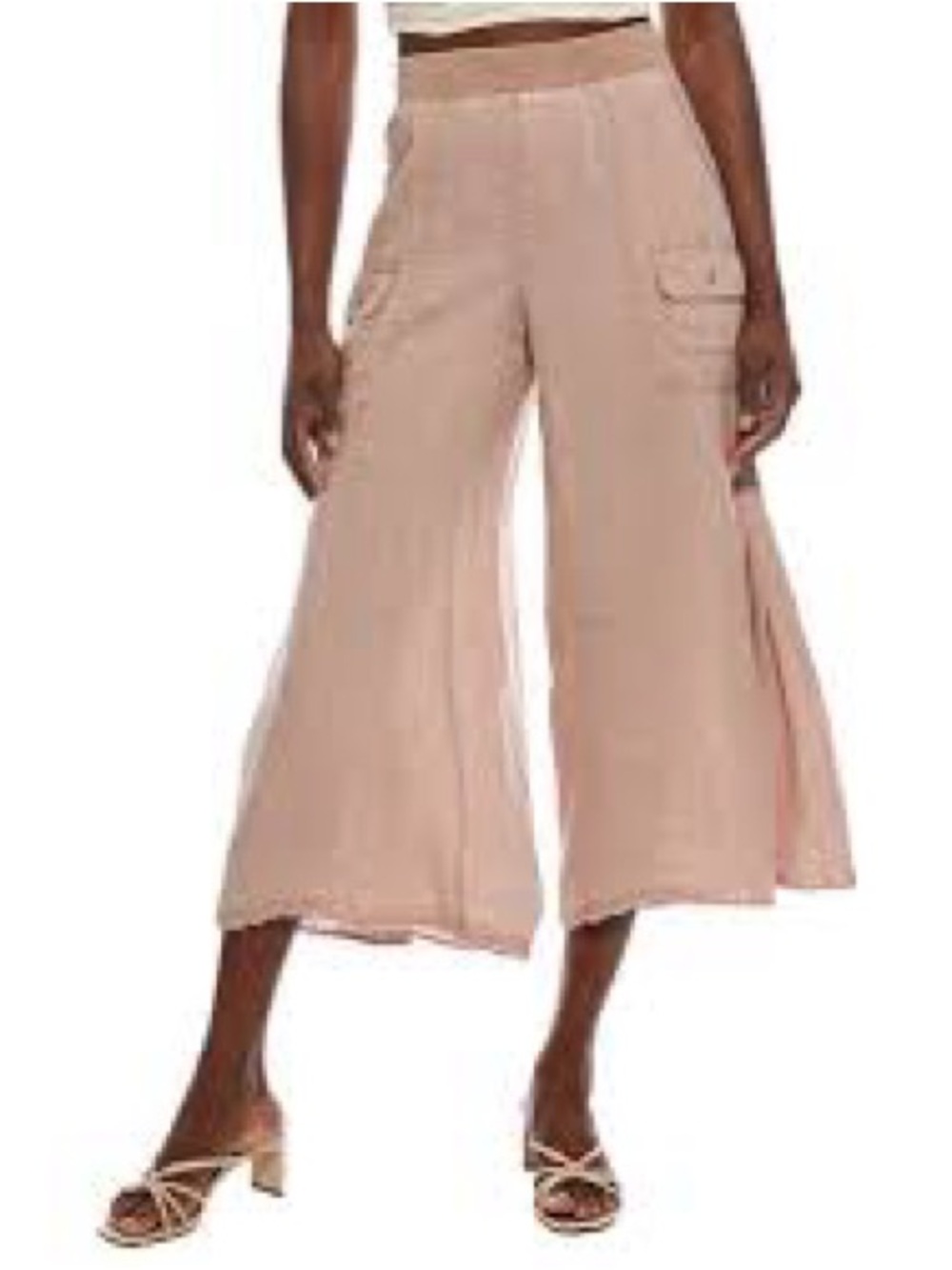 XCVI Wide-Leg Cargo Crop Pants in Blush Pink